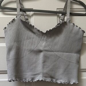Aerie Light Gray Ribbed Top
